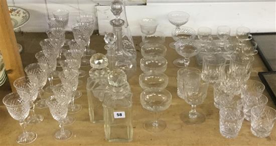 Four decanters & assorted glasses